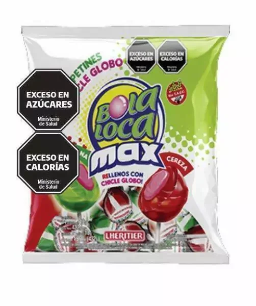 Chupetin con Chicle Bola Loca Max Manzana y Cereza Lheritier