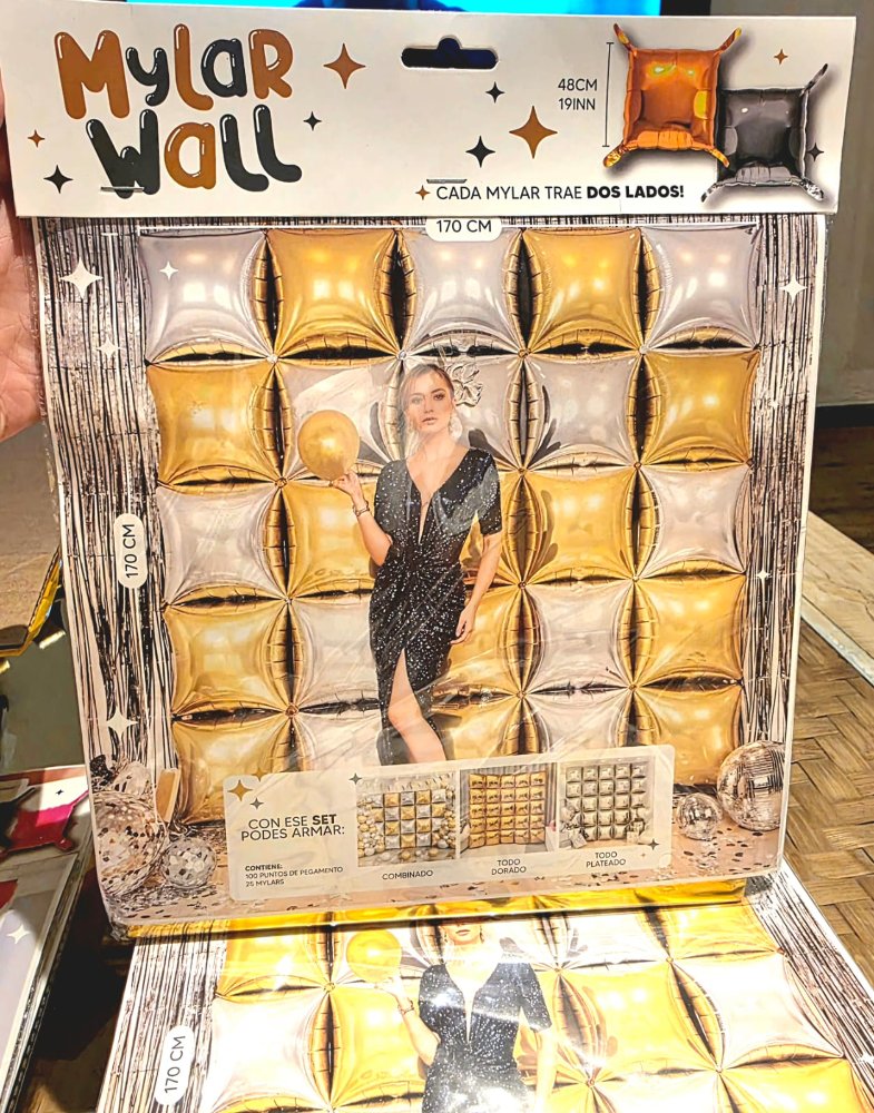 Mylar Wall Plata y Dorado