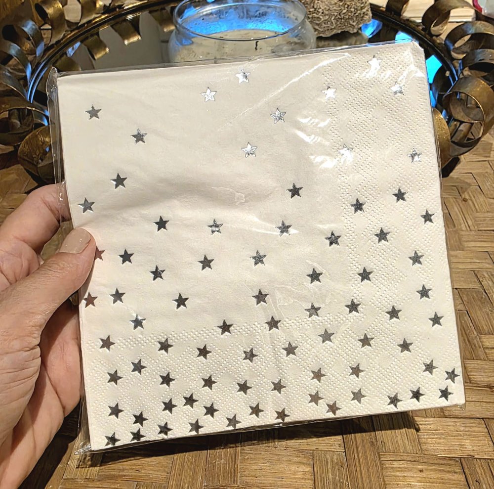 Servilletas Estrellitas Plata x 12 u