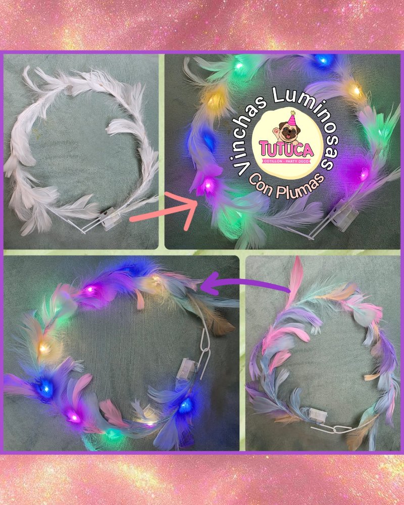 Vinchas con Plumas Led