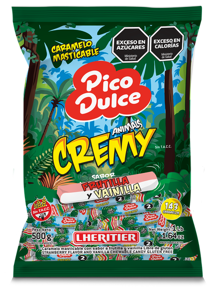 Caramelo Masticable Pico Dulce Cremy Frutilla y vainilla 500 gr