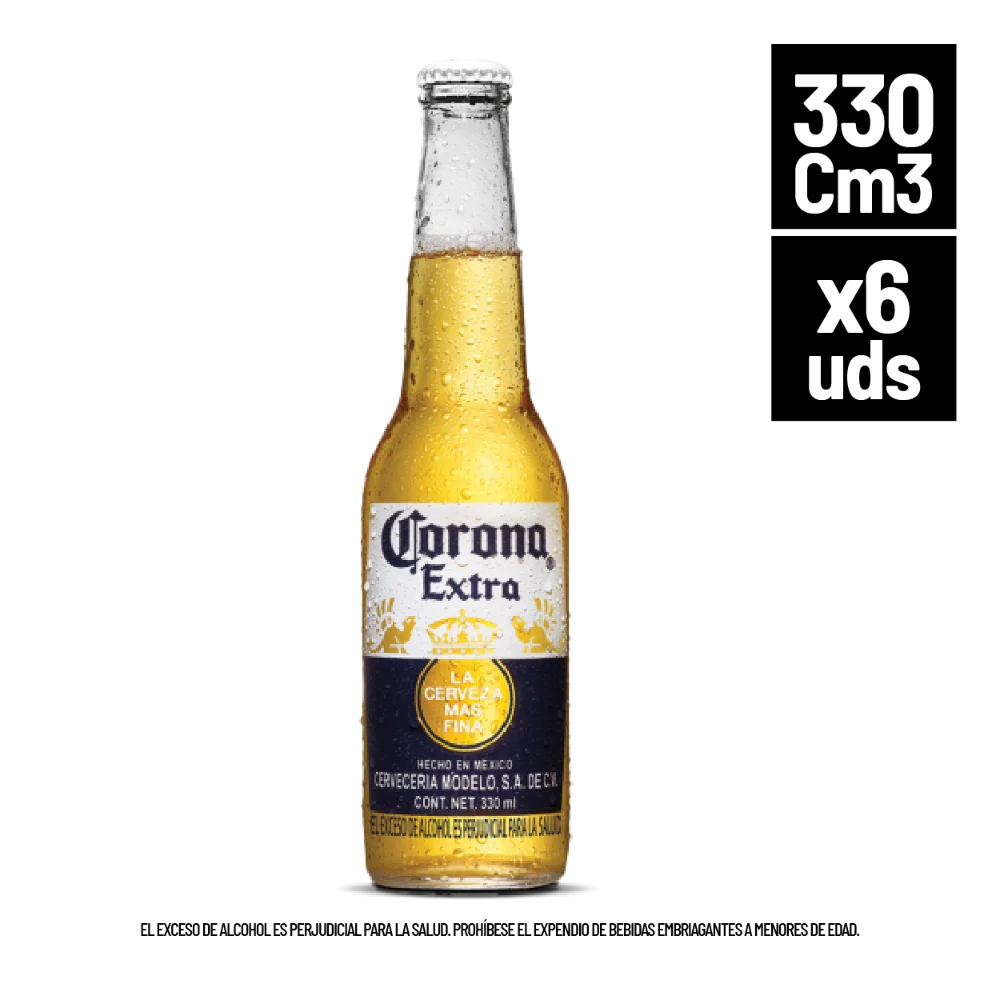 Cerveza Corona No Retornable 330cm3 x6 uds