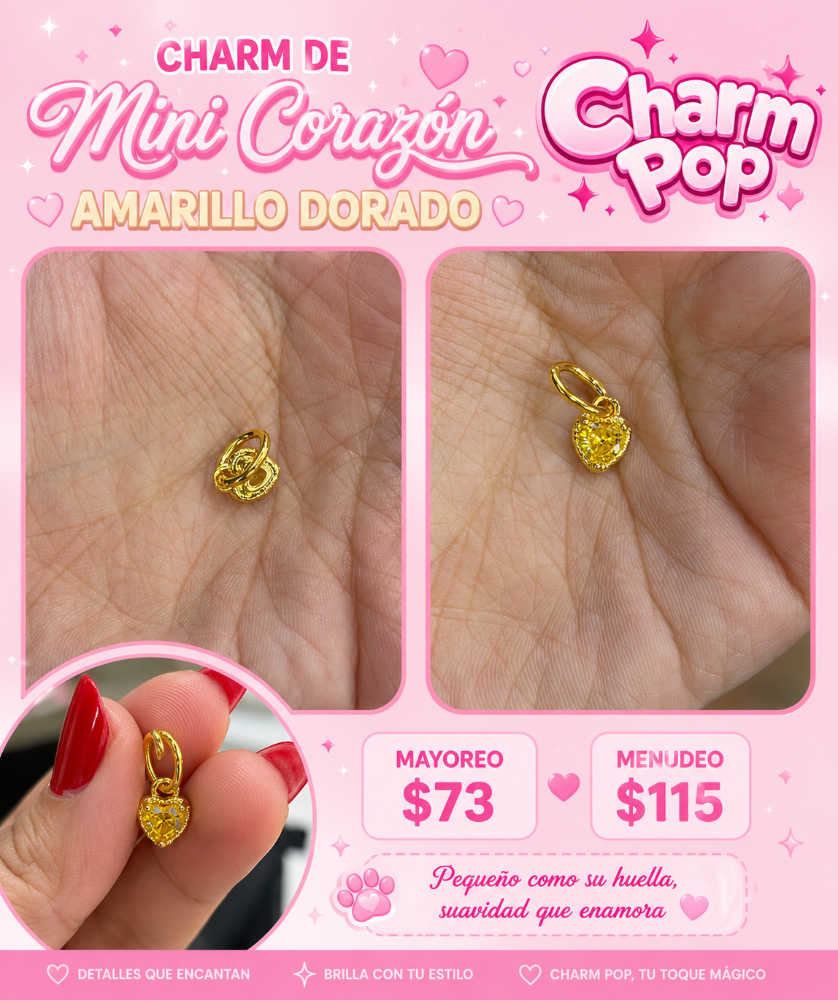 CHARM MINI CORAZON DORADO AMARILLO