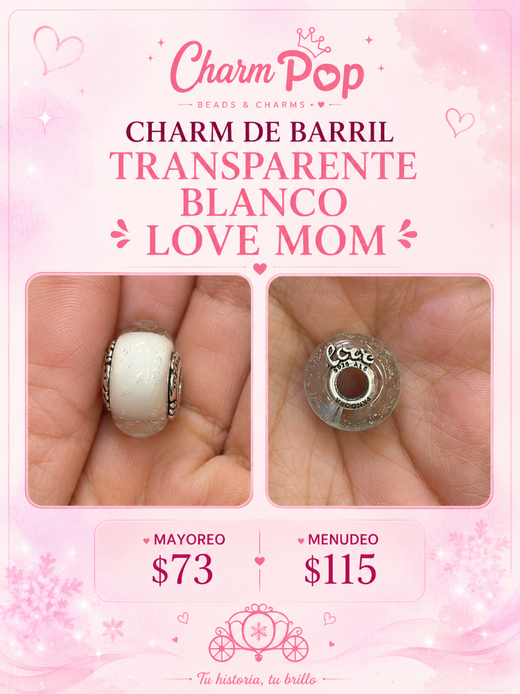 CHARM TRANSPARENTE BLANCO LOVE MOM