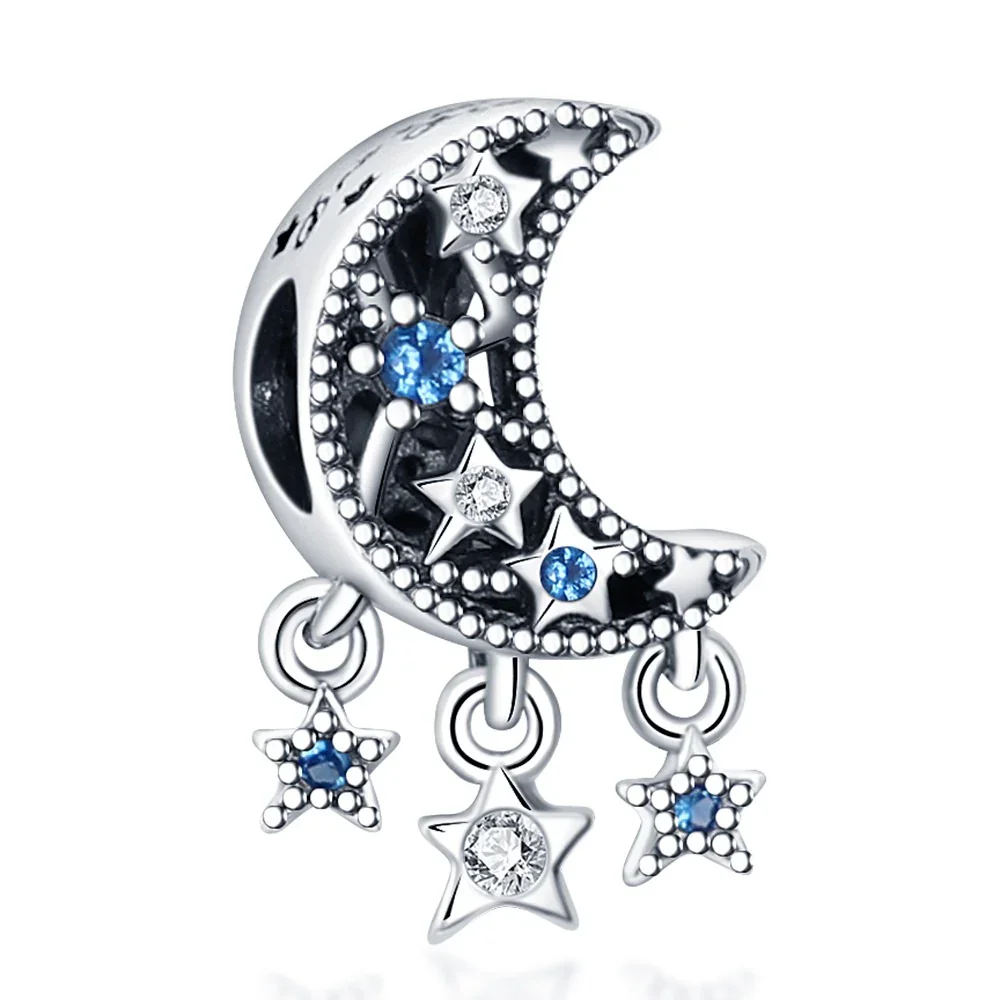 CHARM DE LUNA CON ESTRELLAS COLGANTES