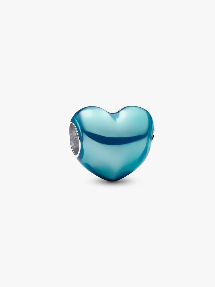 CHARM DE CORAZON AZUL METALICO