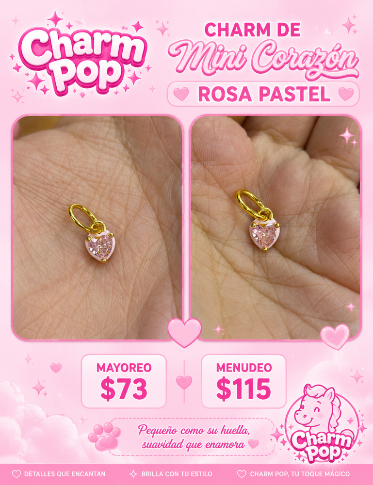 CHARM MINI CORAZON DORADO ROSA