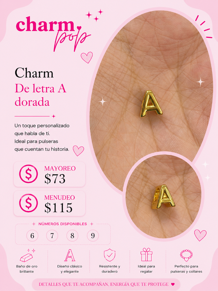 CHARM DE LETRA A DORADA