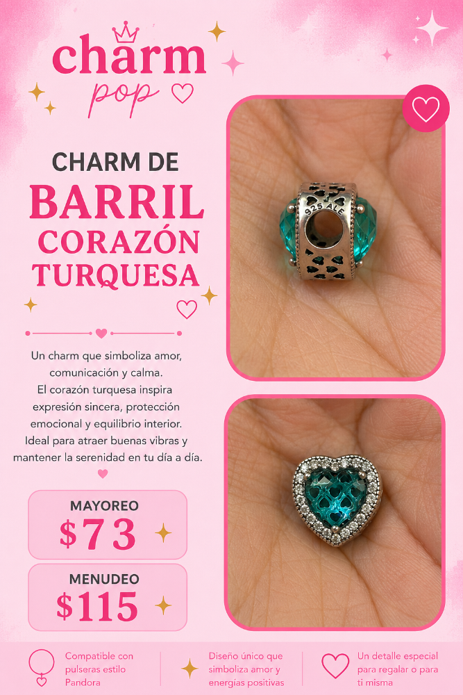 CHARM DE BARRIL CORAZON MENTA