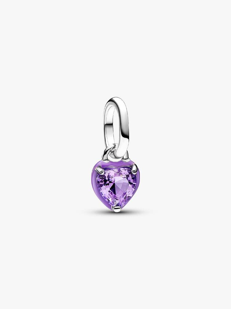 CHARM MINI CORAZON PLATEADO MORADO
