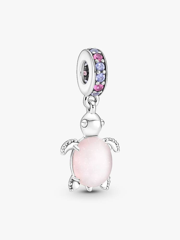 CHARM DE TORTUGA ROSA PLATEADA