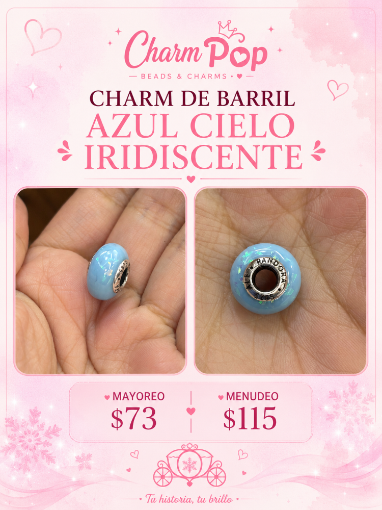 CHARM BARRIL AZUL CIELO IRIDISCENTE