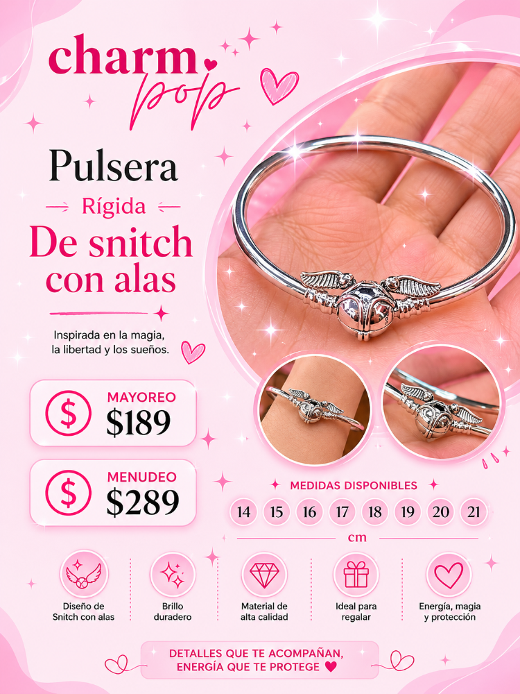 PULSERA RIGIDA DE SNITCH PLATEADA HP