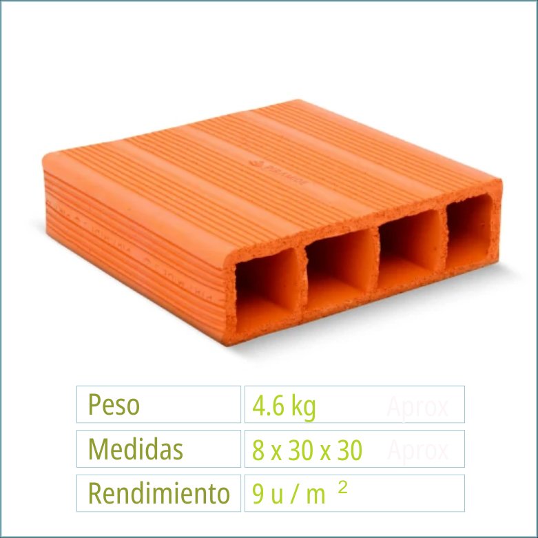 Bloqueta hueco 8x30x30 - Pirámide