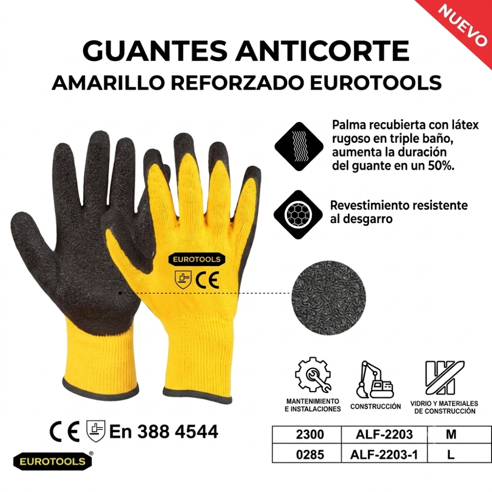 Guantes anticorte amarillo/negro - grueso