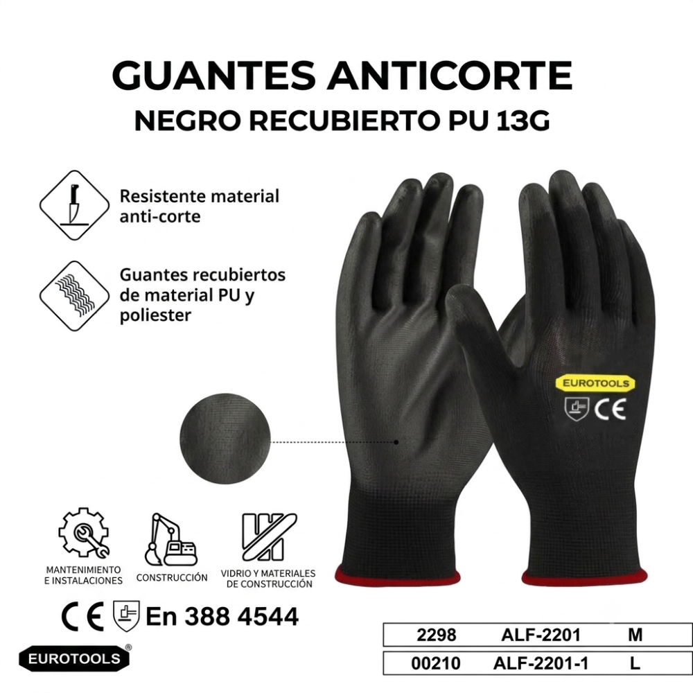 Guantes anticorte negro - delgado