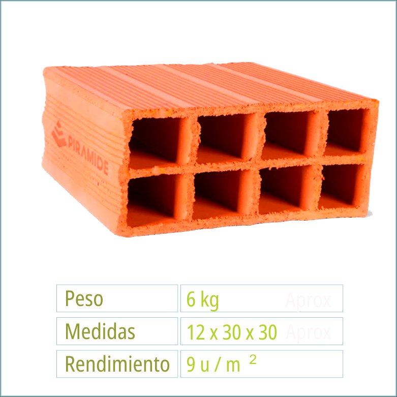 Bloqueta hueco 12x30x30 - Pirámide
