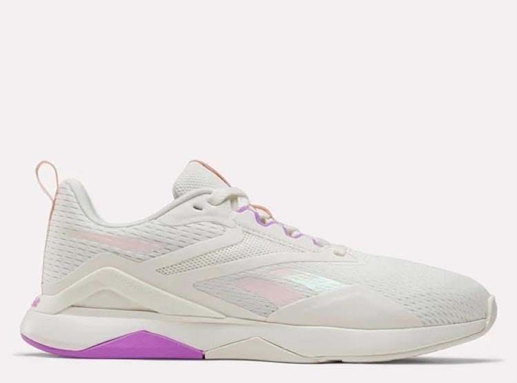100201538 Deportivas / Entrenamiento Reebok Blancas con Detalles Rosados y Morados