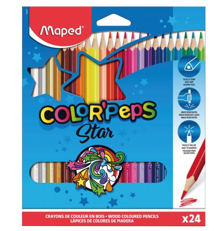 LAPICES COLOR PEPS 24 LGO TRIANG MAPED