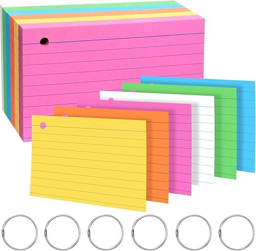 FICHAS ESCOLARES 4X6 RAYADAS NEON