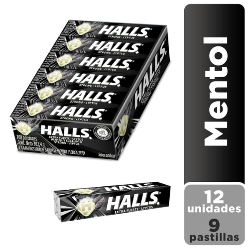 Halls Negro Mentol y Eucalipto