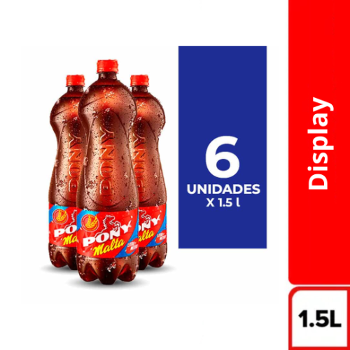 Display Pony Malta 1.5 Litros x 6 Uds
