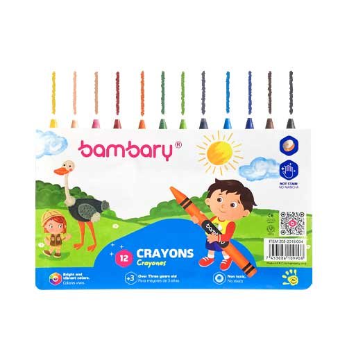 Creyones de cera bambary de 12 unidades