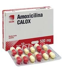 Amoxicilina de 500mg cápsulas rojas con blanco
