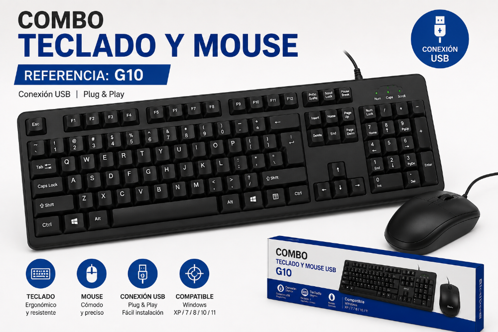 COMBO TECLADO Y MOUSE USB G10