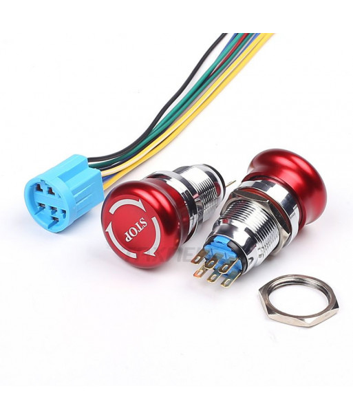 PARO EMERGENCIA METALICO CON LUZ PILOTO 16MM + SOCKET             8E   18/4