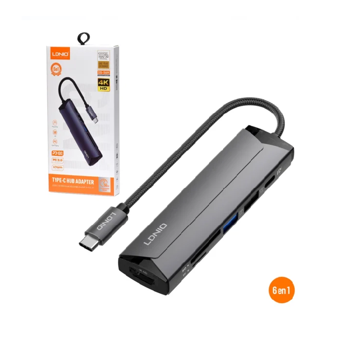 ADAPTADPR TIPO C A PD3,0 USB 3,0 USB 2,0 SD TF HDMI