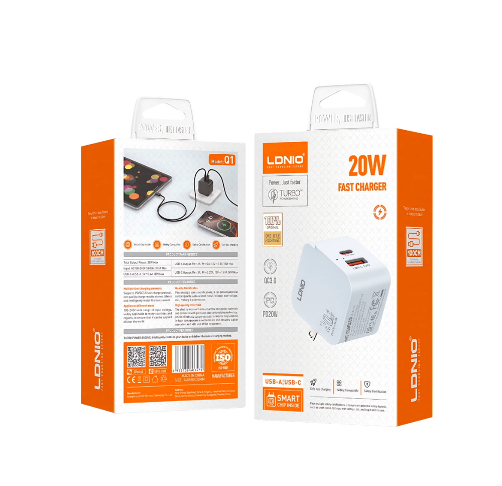 CARGADOR Q1 20W USB - C A TIPO C