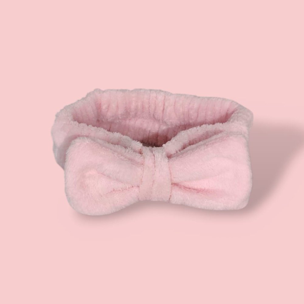 VINCHA CON MOÑO ROSADO