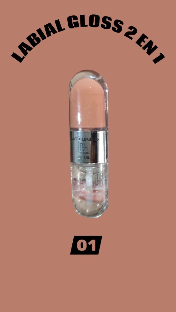 LABIAL GLOSS 2 EN 1 #01 D'HERMOSA CON COLOR Y SIN COLOR