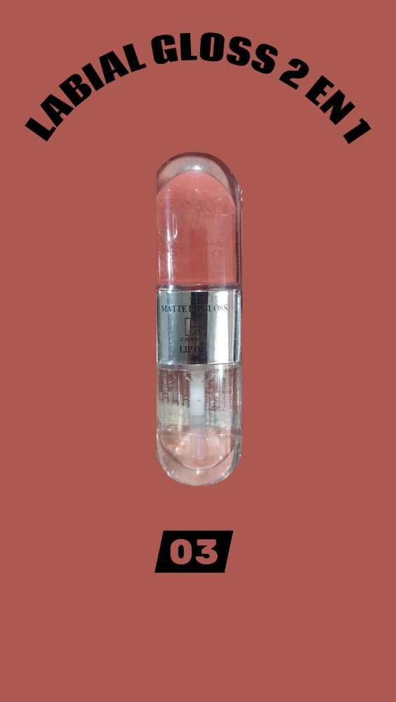 LABIAL GLOSS 2 EN 1 #03 D'HERMOSA CON COLOR Y SIN COLOR