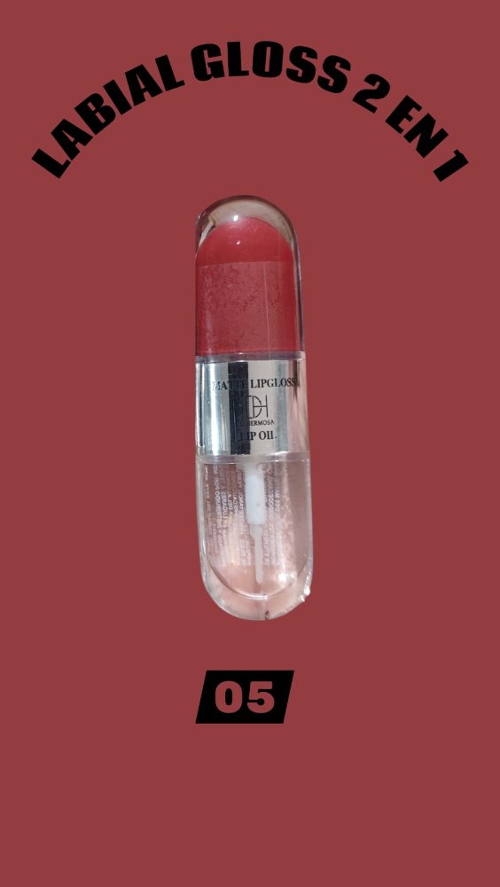 LABIAL GLOSS 2 EN 1 #05 D'HERMOSA CON COLOR Y SIN COLOR