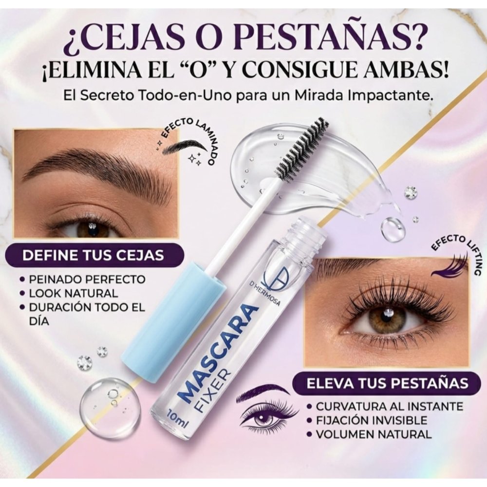 MÁSCARA FIJADOR DE PESTAÑAS Y CEJAS INCOLORO  D'HERMOSA - 10ml