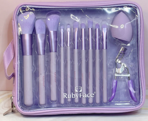 KIT DE BROCHAS, ENCRESPADOR Y ESPONJA DE  RUBY FACE
