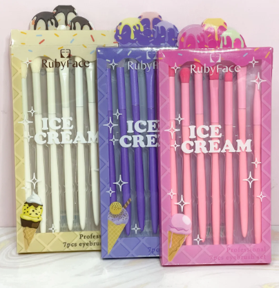 KIT DE BROCHAS PARA LOS OJOS  X7 ICE CREAM RUBY ROSE