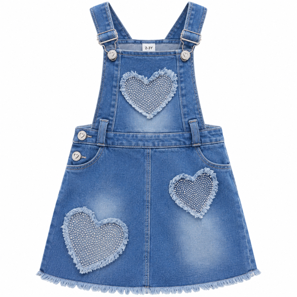 vestido jardinera denim corazones
