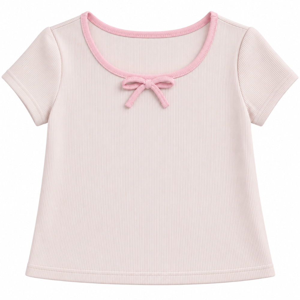 blusa rosada con moño