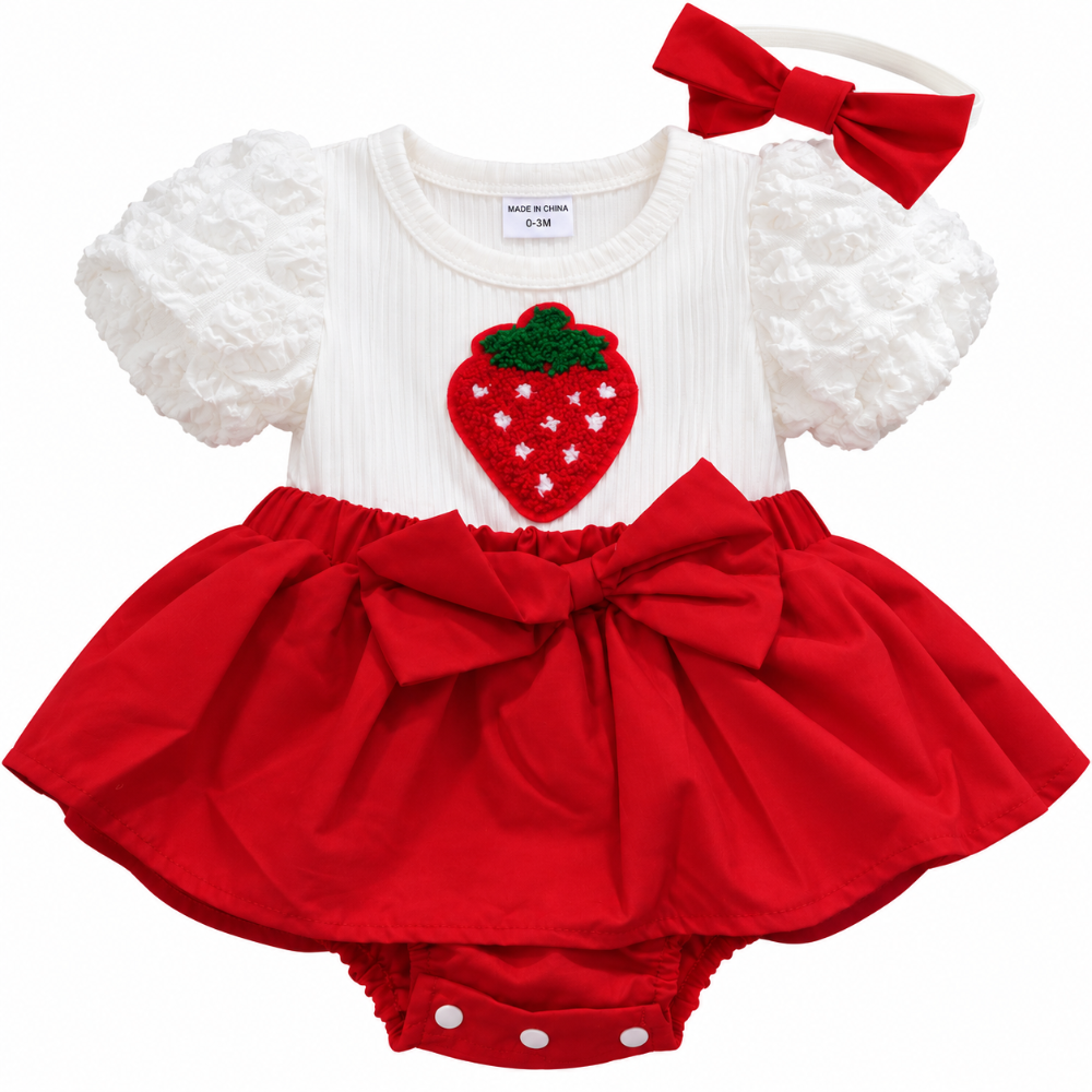 vestido body fresa rojo con balaca