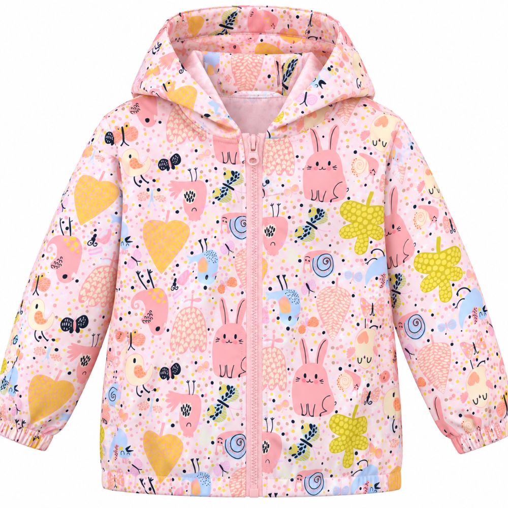 chaqueta cortavientos animalitos rosa
