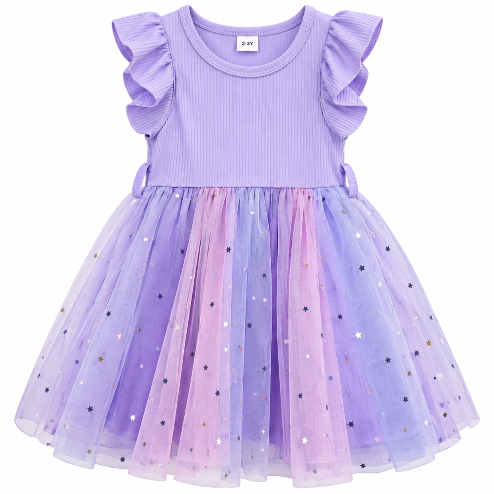 vestido lila estrellas de tul