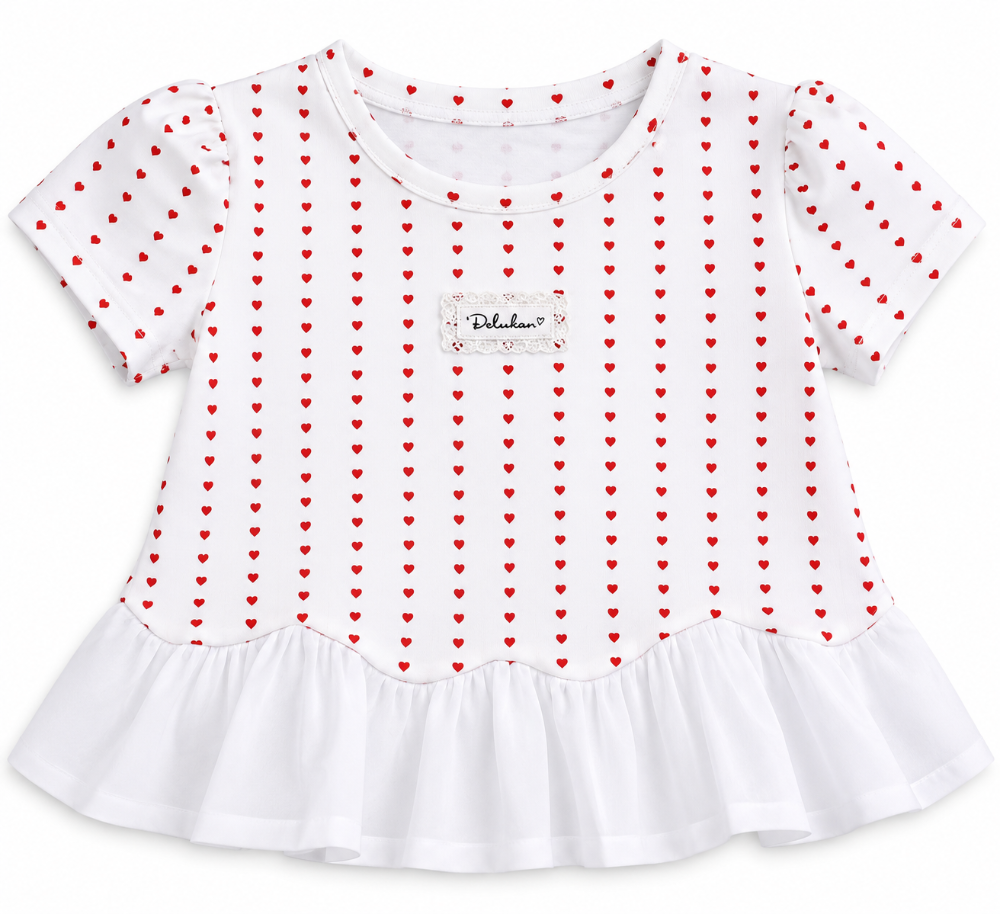 blusa blanca corazones rojos