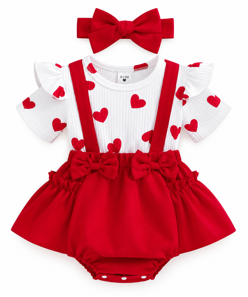 conjunto corazones rojo con tirantes