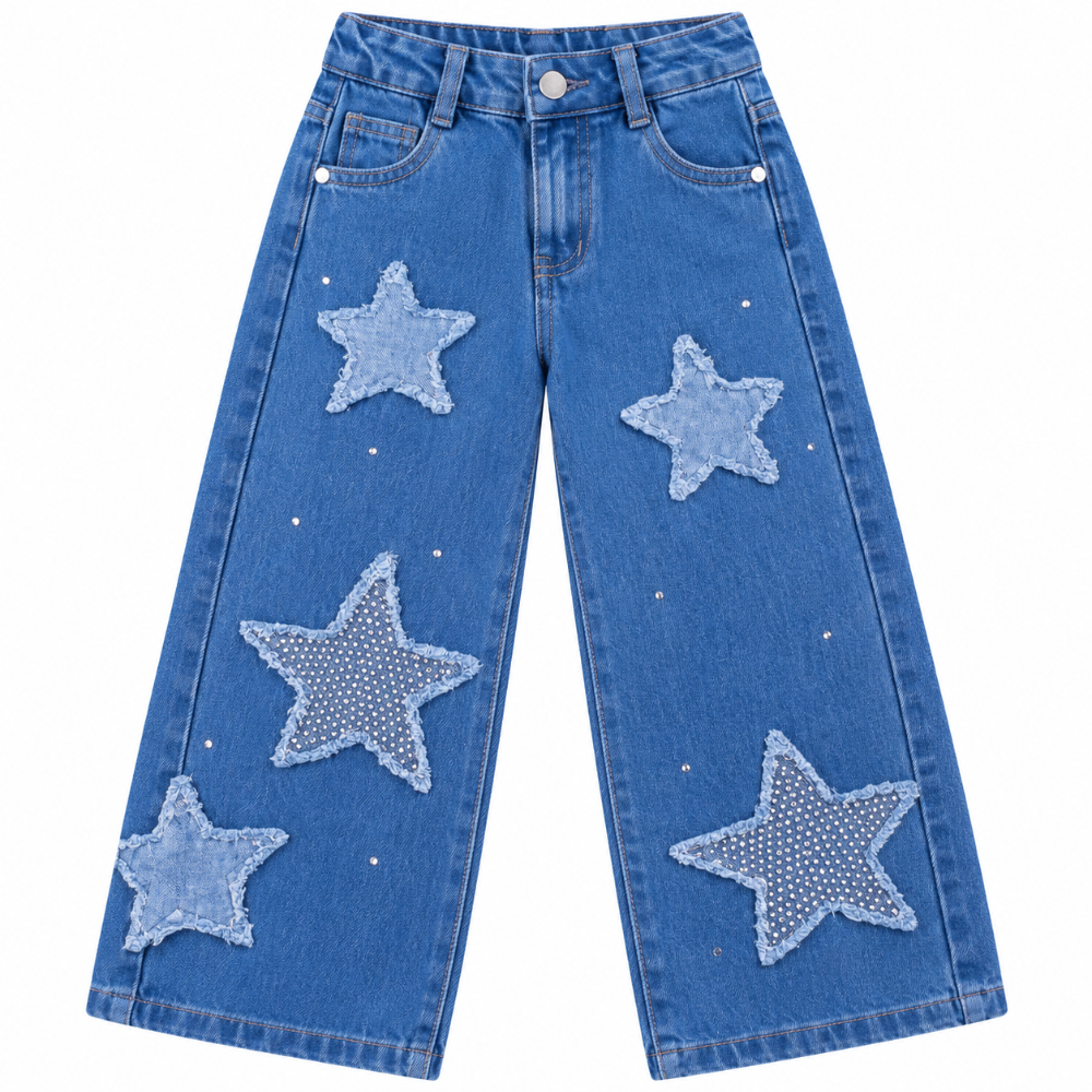 jean estrellas brillantes azul