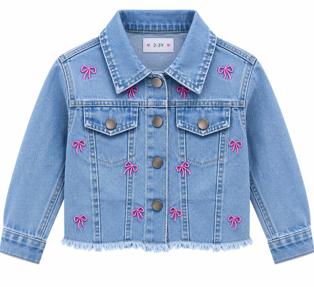 chaqueta denim moñitos niña