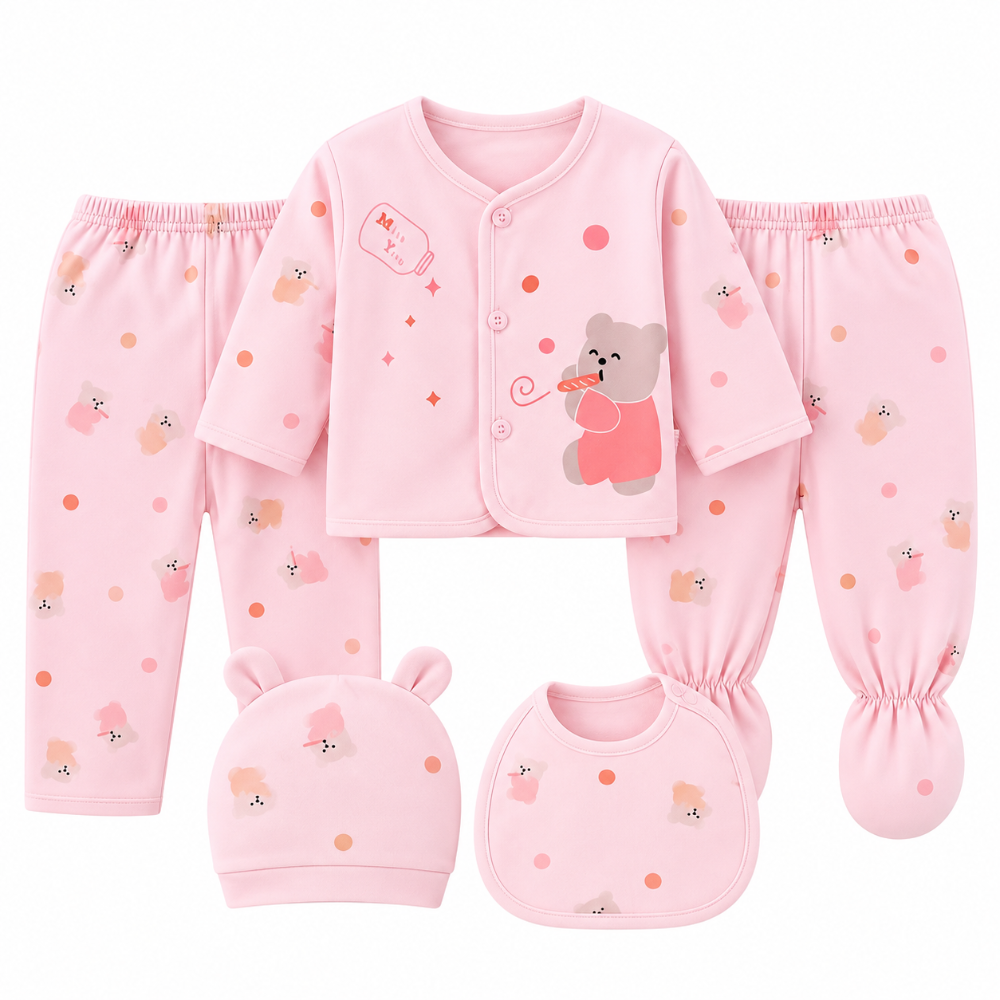 conjunto bebe rosa osito