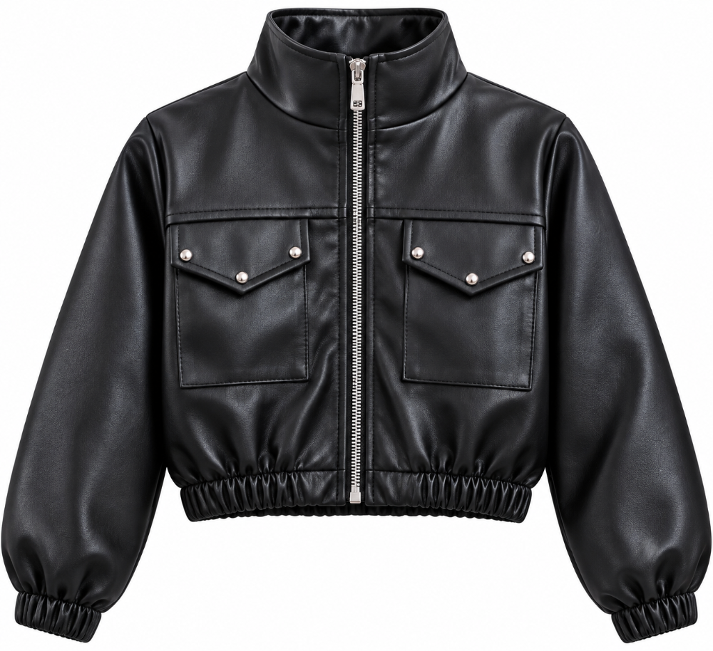 chaqueta negra efecto cuero